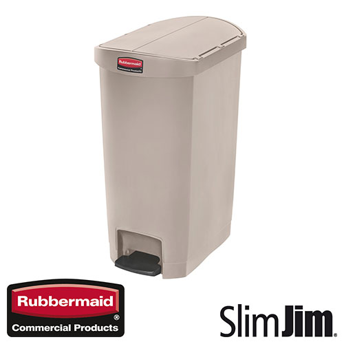 Afvalbak Slim Jim End Step On container Rubbermaid 50 liter beige
